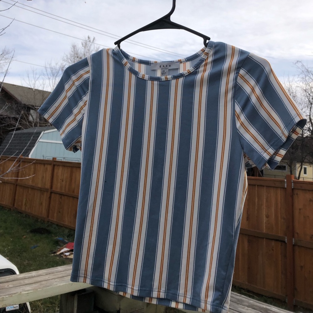 Gaze stripped cropped t shirt